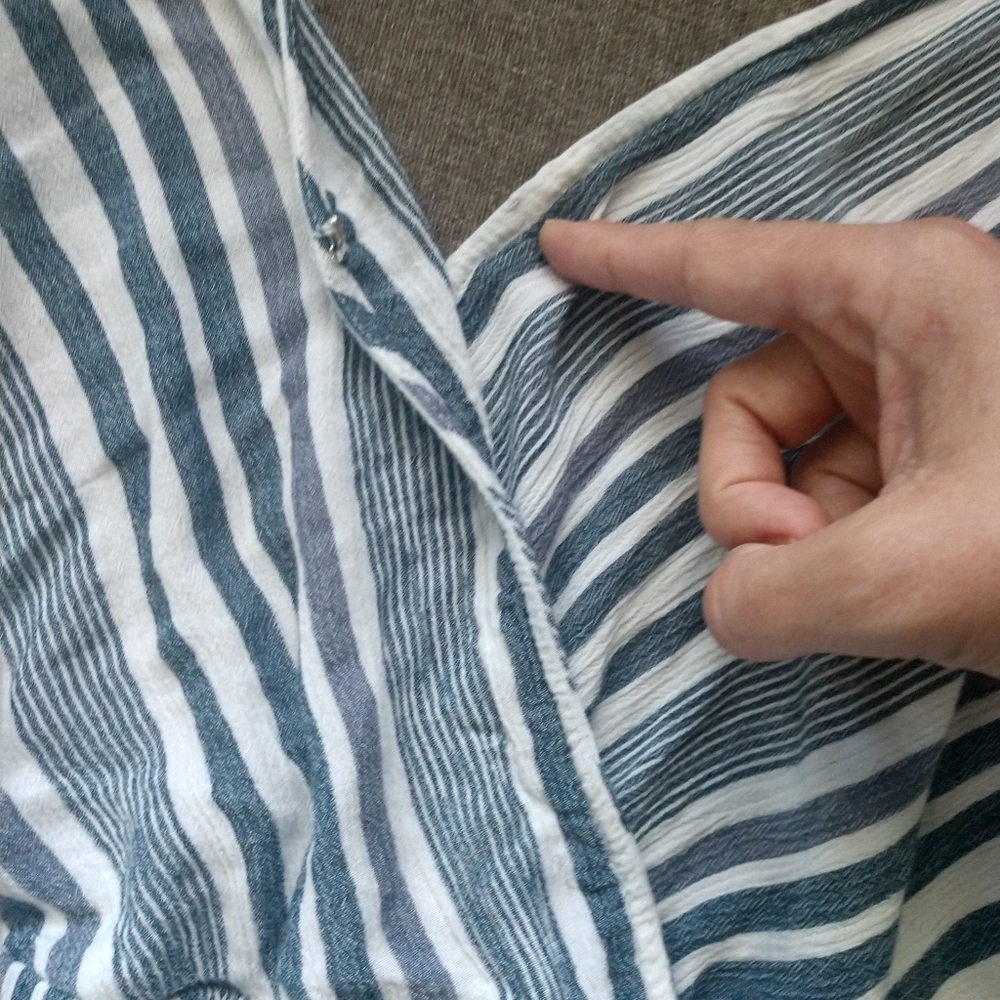 American Eagle Light Frilly Striped Blue Romper - Picture 10 of 10